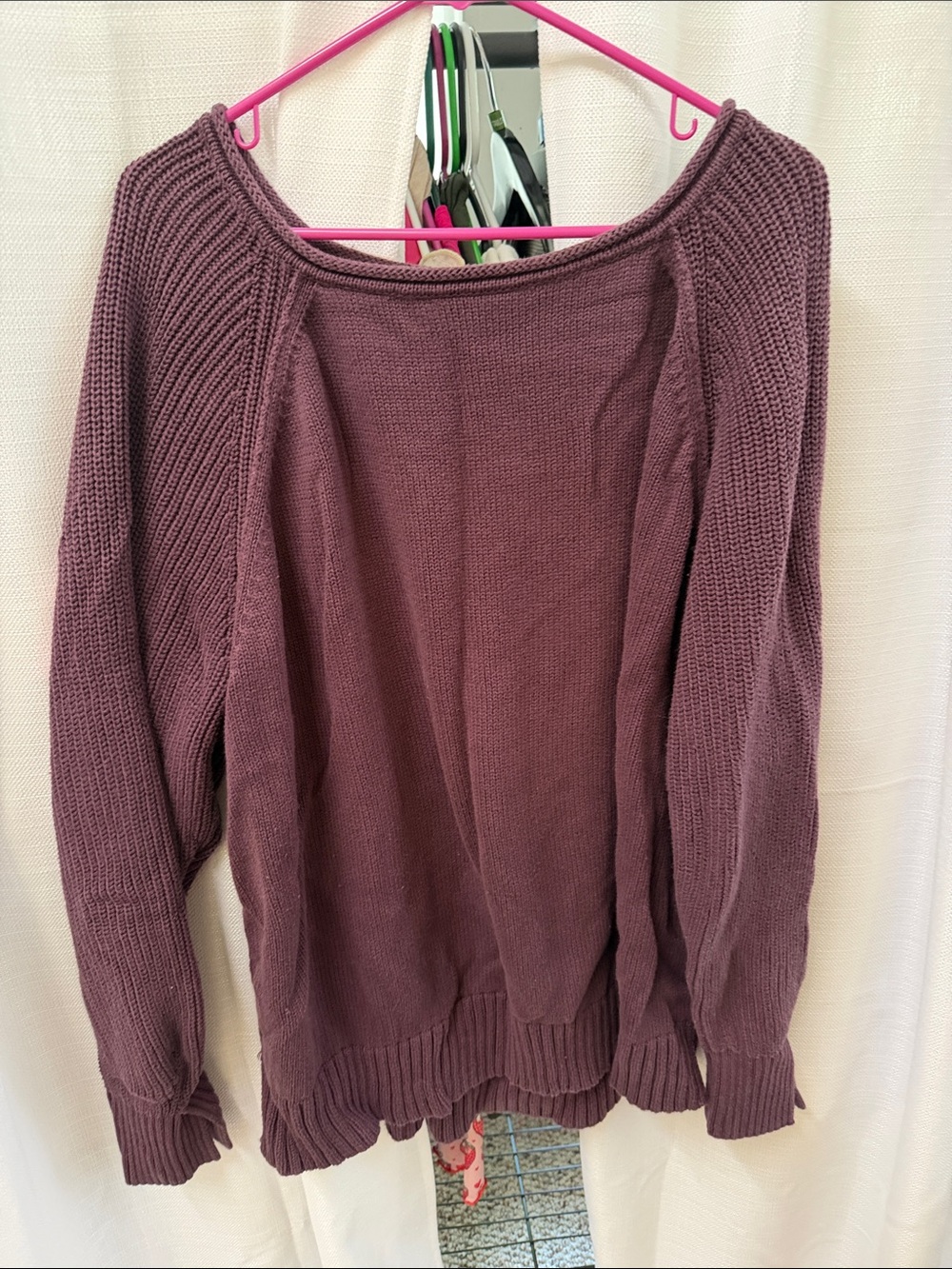 aerie Off-the-Shoulder Sweater in Plum
